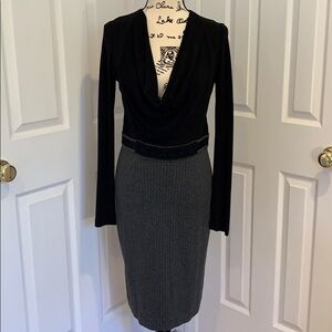 Badgley Mischka Long Sleeve Cowl Neck Dress